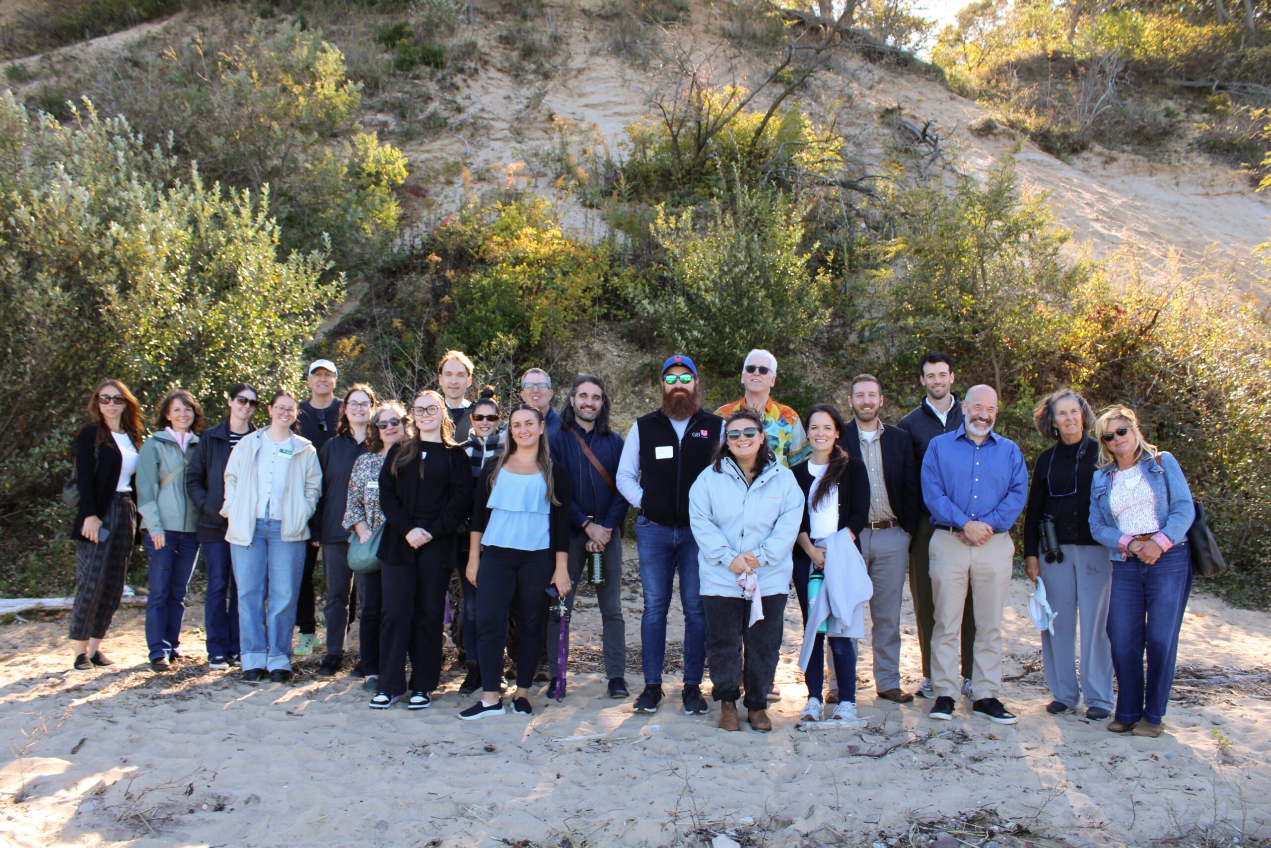 Nassau Coastal Resilience Forum field trip to Sands Point Preserve beach and bluff.